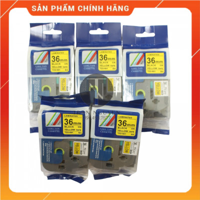 [Combo 3 hộp] Nhãn In đa lớp Tz2-661 - Đen nền vàng 36mm x 8m - Hàng nhập khẩu