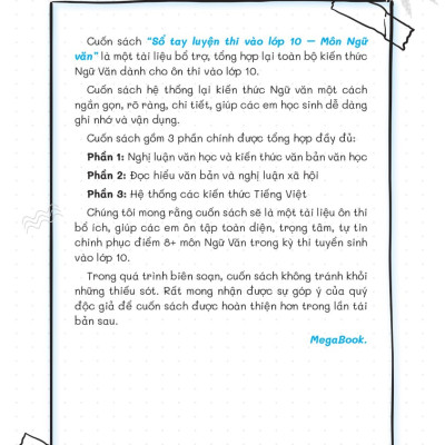 Sổ Tay Luyện Thi Vào Lớp 10 Môn Ngữ Văn - MEGA