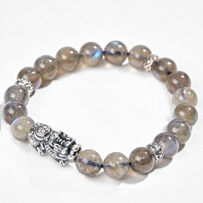Vòng Đá Xà Cừ Xám Ánh Xanh Phối Charm Bạc Ngọc Quý Gemstones