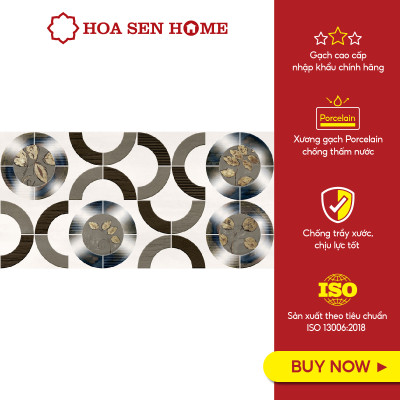Gạch men ốp tường LUSTRA INCEF0300600014D1 xương gạch Porcelain độ hút nước dưới 0.5%, màu xám nhạt, họa tiết hình học kết hợp lá cây độc đáo, cỡ hình chữ nhật 300mmx600mm - Hàng chính hãng