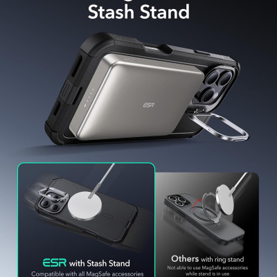 Ốp Lưng cho iPhone 16 Pro / iPhone 16 Pro Max ESR Cyber Tough Case with Stash Stand HaloLock - Hàng Chính Hãng