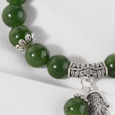 Vòng tay ngọc bích phối charm bạc Ngọc Quý Gemstone