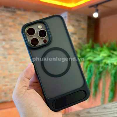 Ốp lưng cho iPhone 16 Pro hiệu Likgus VALOR hỗ trợ sạc từ , lưng nhám viền màu có giá đỡ kim loại , chống sốc chống va dập thời trang cao cấp - Hàng chính hãng