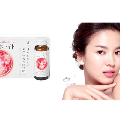 Nước uống trắng da mờ thâm nám Pure White Shiseido Nội địa Nhật Bản - Tặng túi zip 5 kẹo mật ong