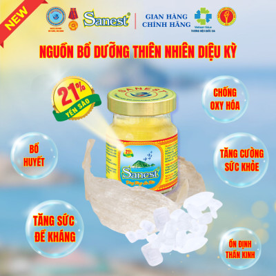  NEW [ Hộp quà tặng 6 lọ ] Nước Yến sào Khánh Hòa Sanest 21% - Đông Trùng Hạ Thảo