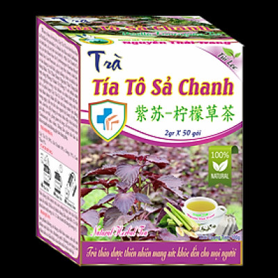 Trà Tía Tô Sả Chanh  (Hộp 50 Túi Lọc x 2g) -  Tăng Sức Đề Kháng, Giải Nhiệt Cơ Thể- Nguyên Thái Trang - Thảo Dược Thiên Nhiên - Tốt Cho Sức Khỏe