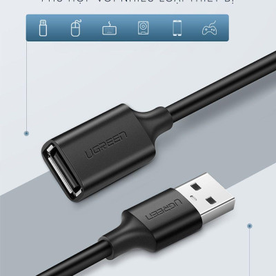 Ugreen UG10316US103TK 2M màu Đen Cáp tín hiệu nối dài USB 2.0 lõi thuần đồng - HÀNG CHÍNH HÃNG