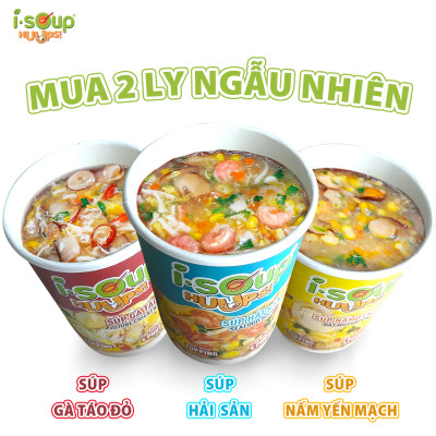 Combo Súp Gà Táo Đỏ + Súp Nấm Yến Mạch ISOUP HUUPS - Súp Ăn Liền Sấy Thăng Hoa