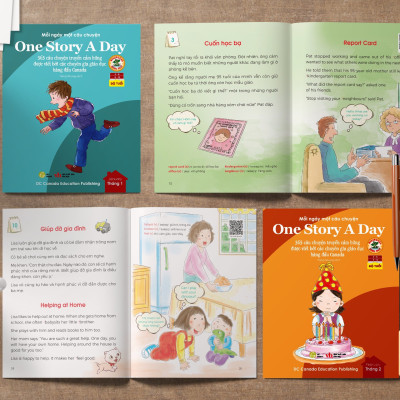 Sách - One Story A Day -  CUỐN 4 : 365 câu chuyện phát triển IQ, EQ cho bé - Bản song ngữ tặng kèm file nghe