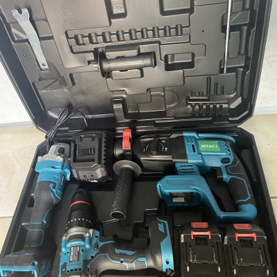 Bộ Combo Máy Khoan Đục Bê Tông, Máy Mài Và Máy Khoan Pin Dùng Pin 199V, 2 Pin 15Cell, Máy Khoan Siêu Khỏe, Siêu Bền (Tặng Hộp Đựng)