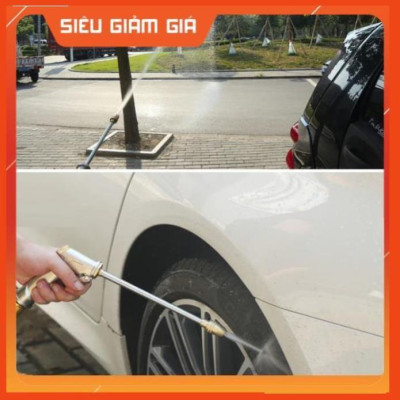 Bộ dây vòi xịt nước rửa xe, tưới cây . tăng áp 3 lần, loại 15m 206701-3 đầu đồng, cút,nối vàng