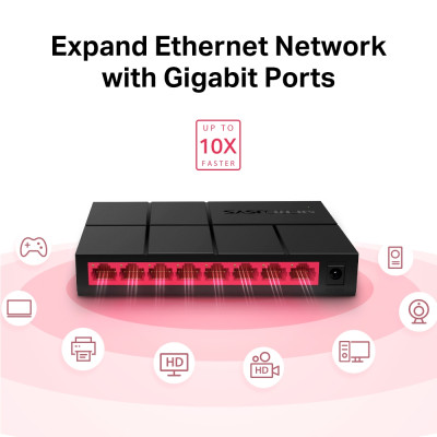 Bộ chia mạng Mercusys MS108G 8-Port 10/100/1000 Mbps - Hàng chính hãng
