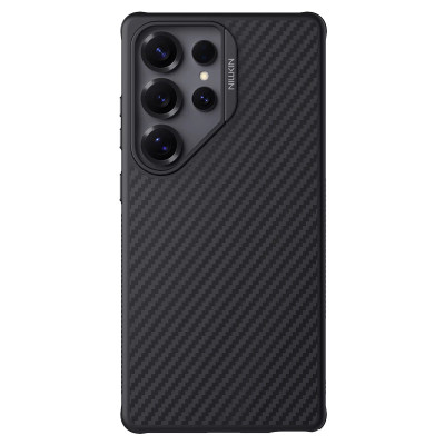 Ốp Lưng Cho Samsung Galaxy S25 Ultra Nillkin Carbon Aramid Chống Sốc Hỗ Trợ Sạc Không Dây Magnetic, Tích Hợp Giá Đỡ - Hàng chính hãng