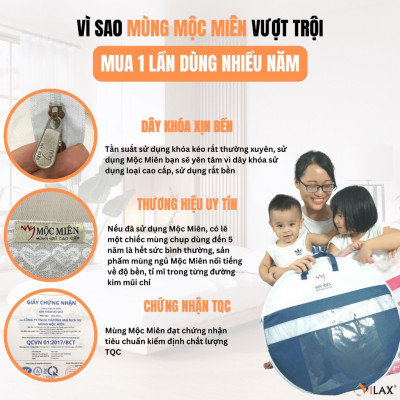 Màn Chụp , Mùng Chụp Cao Cấp Mộc Miên Đỉnh Vuông - Kích Thước 1,6mx2m - 1 cửa ( video , hình thật ) 
