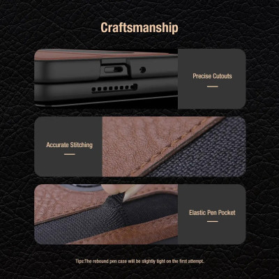 Case bao da cho Samsung Galaxy Z Fold 6 / Z Fold6 / Zfold 6 trang bị ngăn đựng S-Pen, khe nhét thẻ card hiệu Nillkin Aoge Leather Cover Case (chống sốc bảo vệ máy cực tốt, chất liệu da thật cao cấp, thiết kế thời trang cá tính) - Hàng nhập khẩu