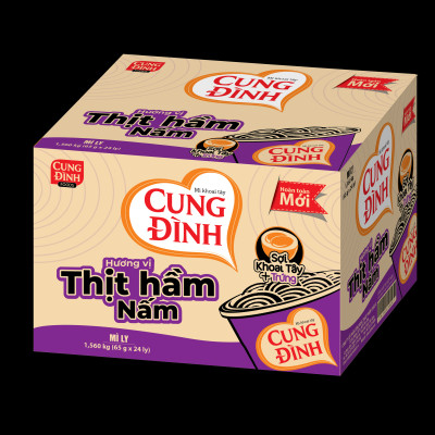 Thùng 24 Ly Mì Khoai Tây Cung Đình Hương Vị Thịt Hầm Nấm