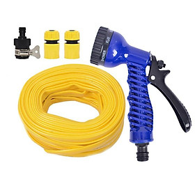 Bộ dây tăng áp 3 lần vòi xịt nước rửa xe, tưới cây loại 15m (cút nhựa nối nhựa đen) 206843