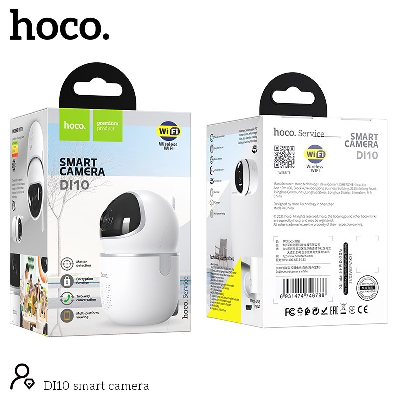 Bảo hành 1 đổi 1 trong 1 năm Camera Xoay 360 độ, 10MP Siêu Nét, Đàm Thoại 2 Chiều Wifi thông minh, phát hiện chuyển động của DI10 - hàng chính hãng