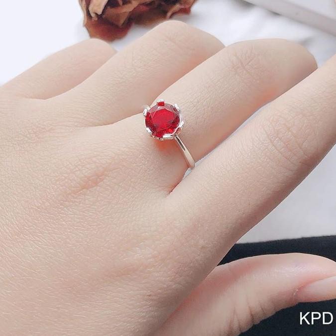 Nhẫn bạc Ý mặt đá xinh MS55