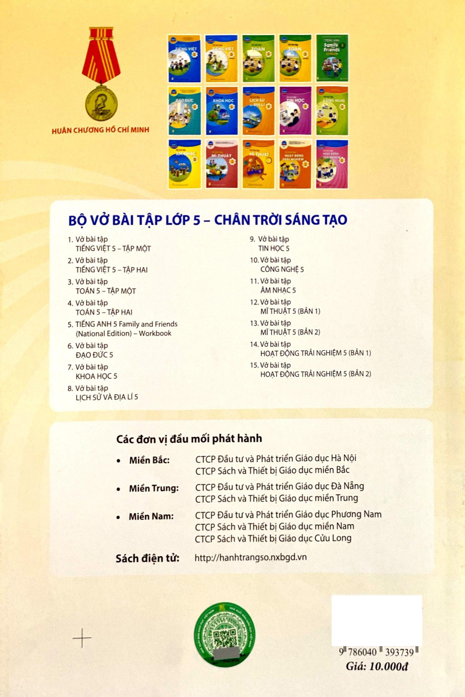 Vở Bài Tập Hoạt Động Trải Nghiệm, Hướng Nghiệp 5 - Bản 1 (Chân Trời) (Chuẩn)