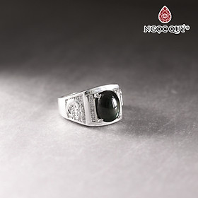 Nhẫn bạc nam đính đá sapphire 12x9mm Ni20 - Ngọc Quý Gemstones