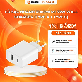 Củ Sạc Nhanh Xiaomi Mi 33W Wall Charger (Type A + Type C) EU - Hàng Chính Hãng