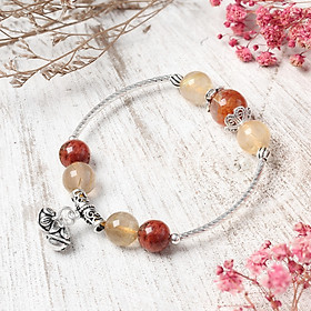 Vòng Tay Đá Thạch Anh Tóc Vàng Charm Chuông Đôi