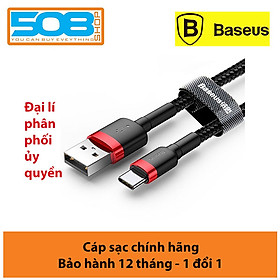 Cáp dây dù chân Type C chính hãng Baseus Kevlar dài 2m (màu ngẫu nhiên)