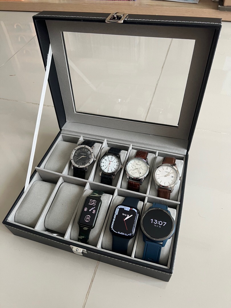 Hộp Đựng Đồng Hồ 10 Cái SAIKE SAIKE S108 Vỏ Da Màu Đen Lót Xám