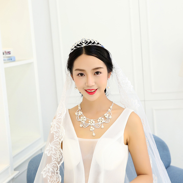 Bộ trang sức cô dâu hoa ngọc trai đính đá