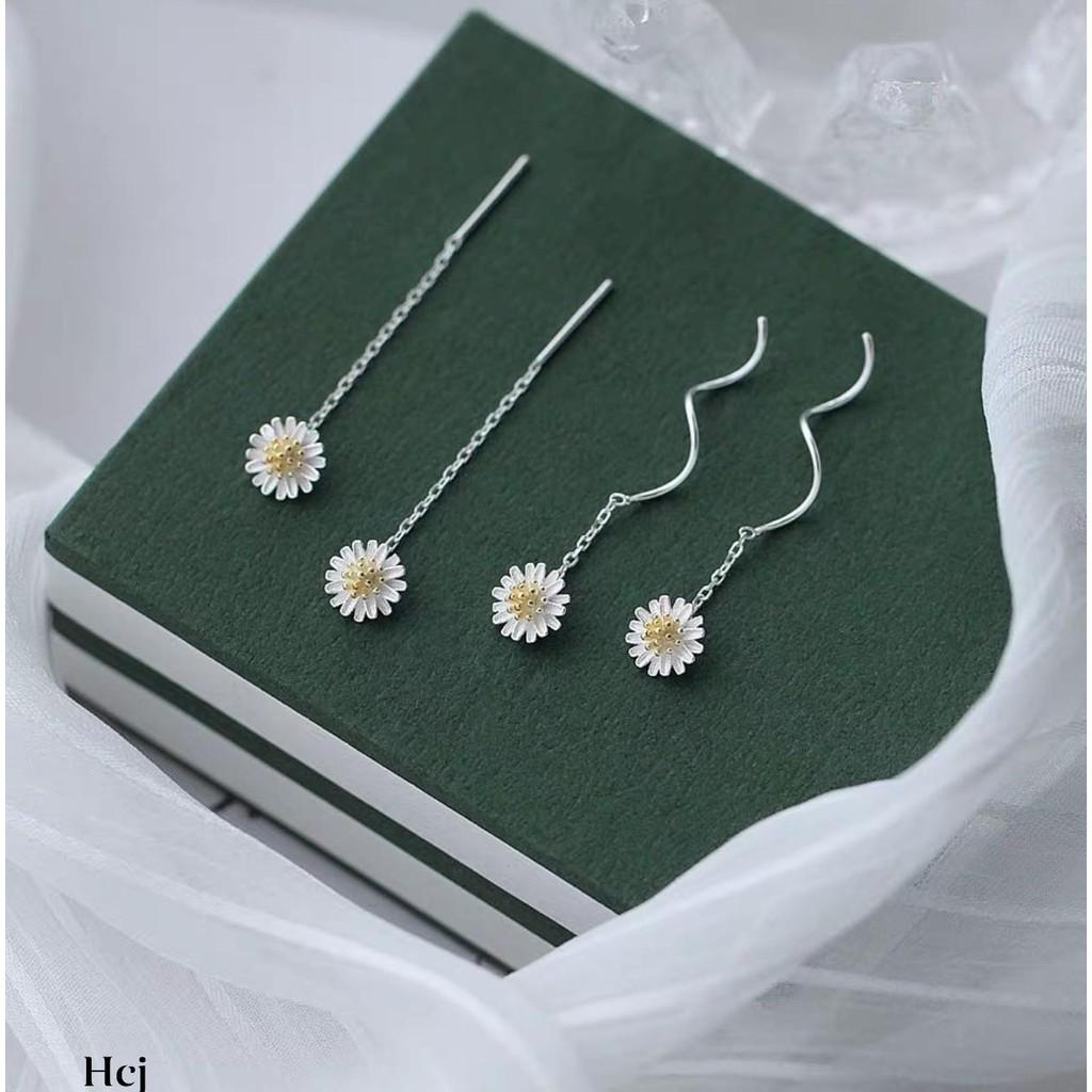 Bông tai bạc mặt hoa cúc chất liệu bạc s925 MS006c