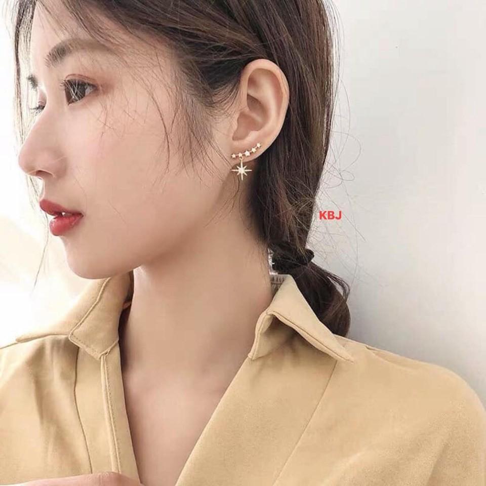 Bông tai bạc hình tim khoá bấm chất liệu bằng bạc MS0855