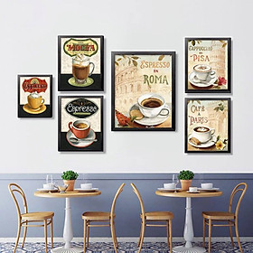 (ẢNH THẬT) Tranh treo tường trang trí decor quán cà phê tranh có khung kèm đinh
