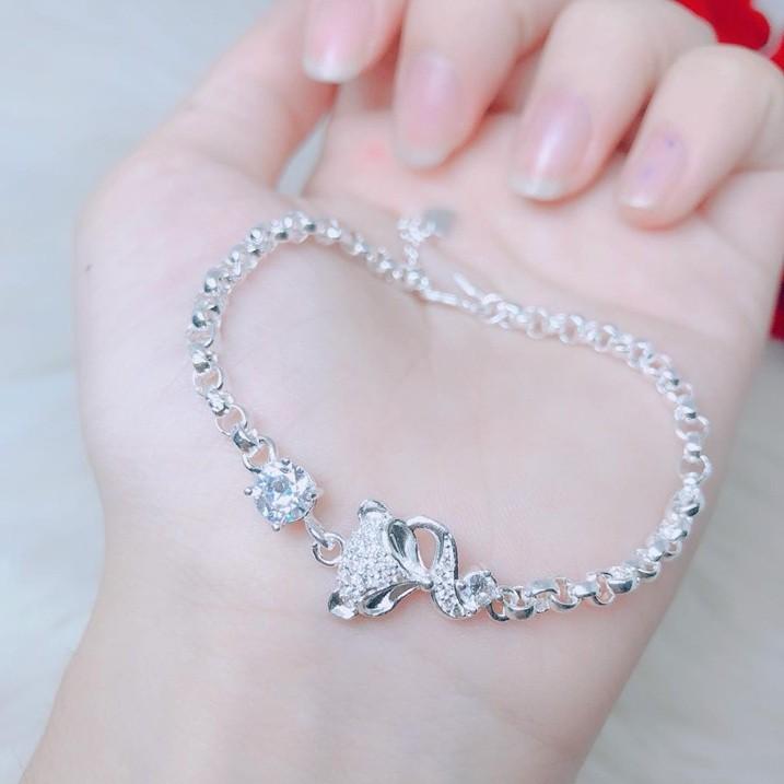 Lắc tay bạc dây bi hình hạt gạo chất liệu bằng bạc s925 SA0125