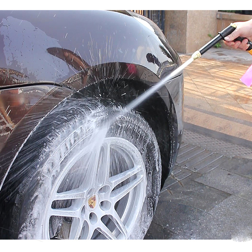 Bộ dây và vòi xịt rửa xe tưới cây tăng áp thông minh 810-2498 (dây vàng-cút nối đen)
