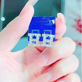 Bông tai bạc mặt chữ H chất liệu bằng bạc s925 MS074