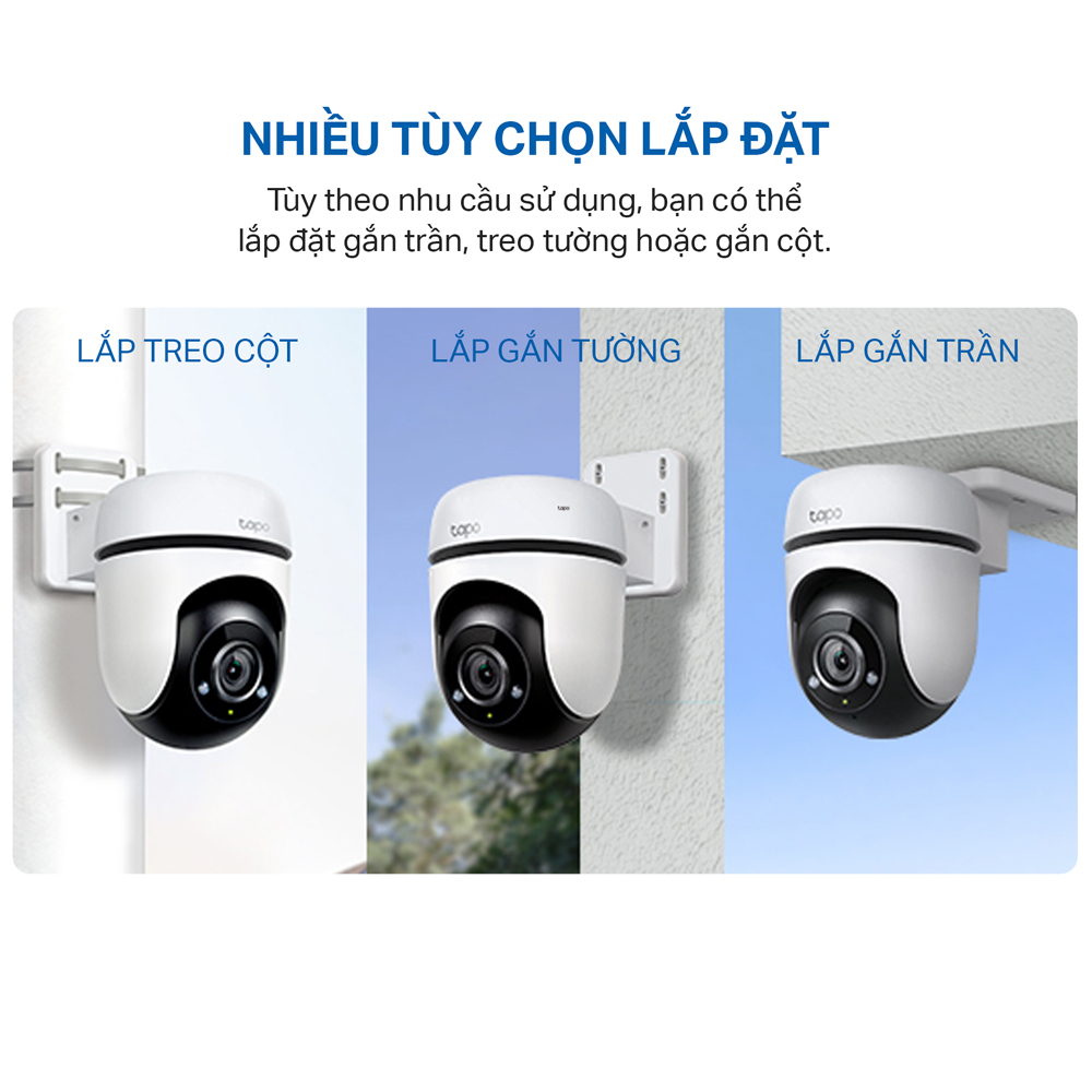 Camera WiFi Ngoài trời TP-Link Tapo C510W - Độ phân giải 2K 3MP, Đầy đủ màu ban đêm, Quay quét 360, Đàm thoại 2 chiều - HÀNG CHÍNH HÃNG