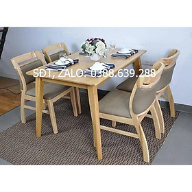 Bộ bàn ăn ashley mặt gỗ nâu 1m2 + 4 ghế ashley tự nhiên  Thương hiệu Nội Thất Bình Long 