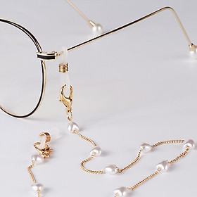 Dây đeo gọng kính chain glasses mix trái tim và hạt châu sang chảnh ấn tượng
