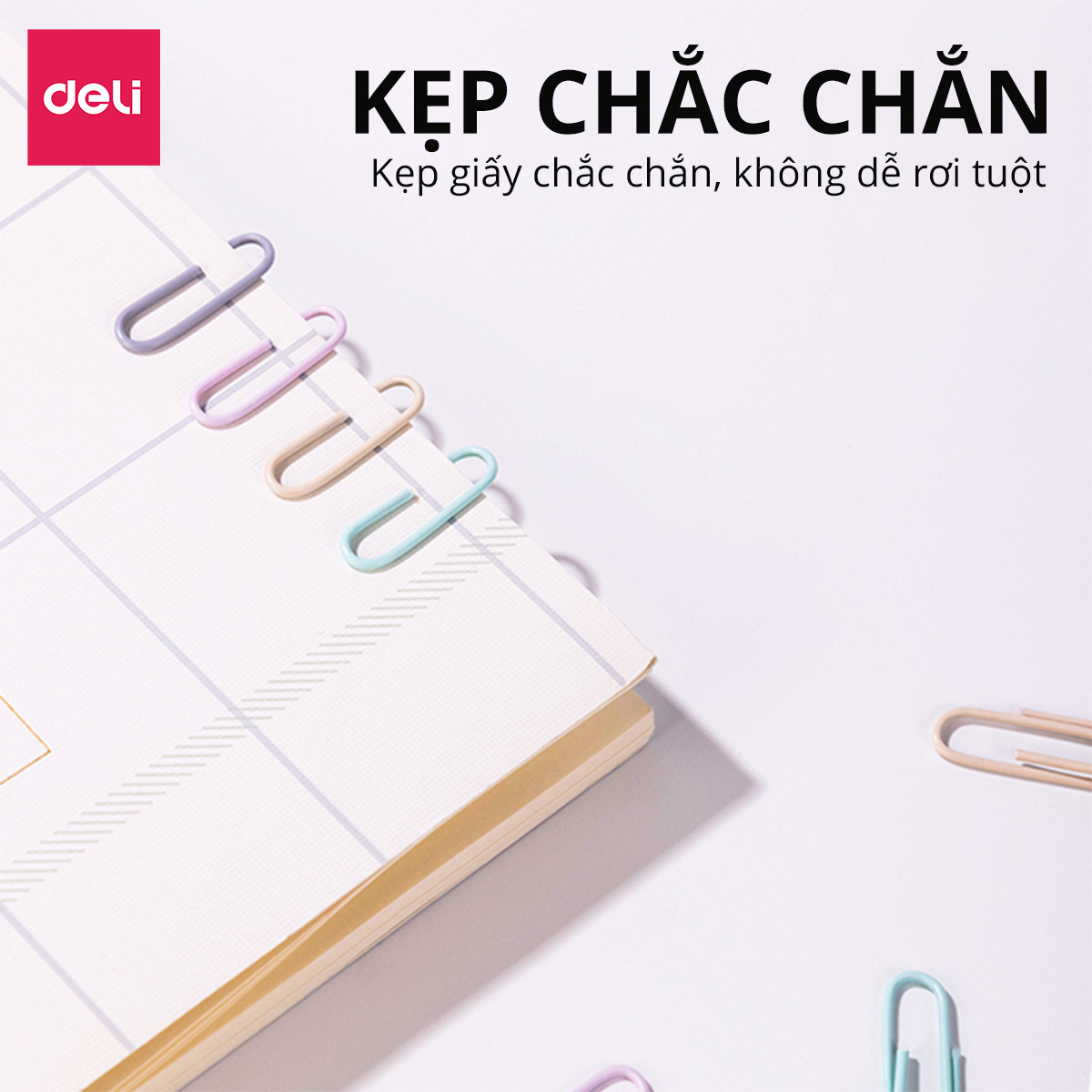 Hộp 160 ghim vòng kẹp giấy tài liệu văn phòng phẩm giữ văn bản học sinh văn phòng màu sắc pastel đa năng tiện lợi Deli