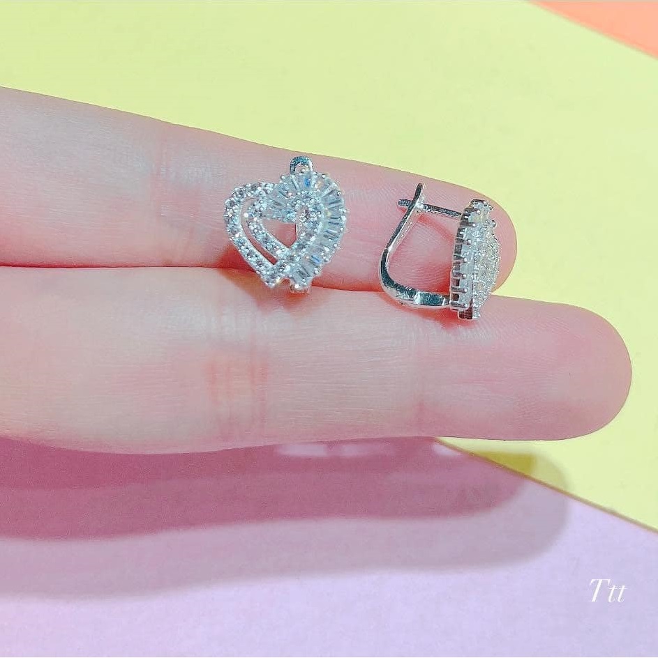 Bông tai bạc khoá bập hình trái tim chất liệu bạc s925 MS085a