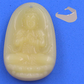 [Tuổi Mùi, Thân] Mặt Dây Chuyền Phật Đại Nhật Như Lai Đá Ngọc Tủy Vàng 3.6cm - Mặt Size Nhỏ - Tặng Kèm Móc Inox - Phong Thủy 868 - May Mắn - Bình An