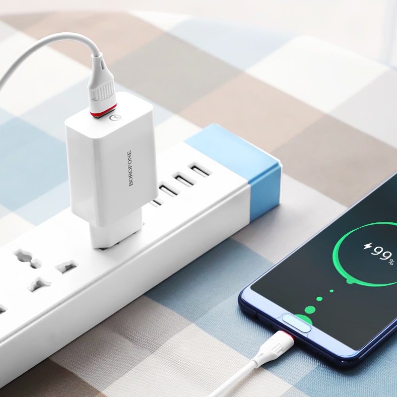 Cốc sạc nhanh Borofone 18w BA21A cổng USB - Hàng chính hãng