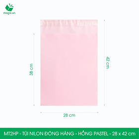 MT2HP - 28x42 cm  - Túi nilon gói hàng - 100 túi niêm phong đóng hàng màu hồng pastel
