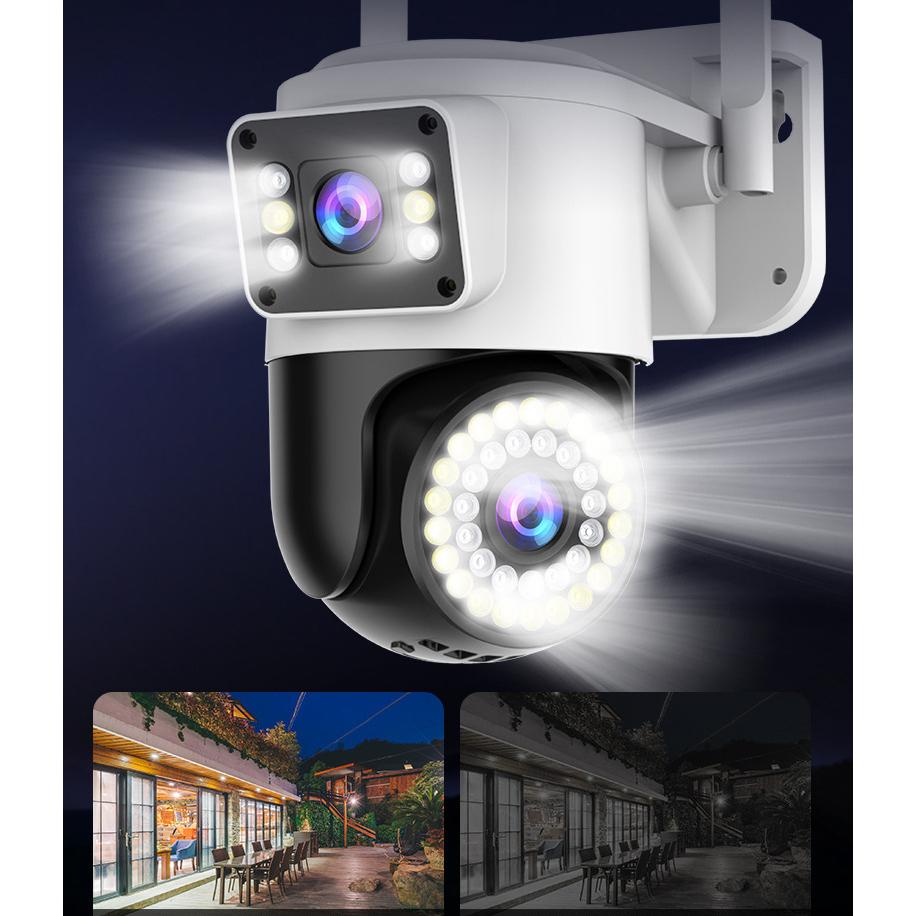 Camera Yoosee Wifi 2 Mắt Ngoài Trời 2 Màn Hình 5MP Xem Đêm Có Màu, Hỗ Trợ Đàm Thoại 2 Chiều Xoay 360 Độ - Hàng Nhập Khẩu