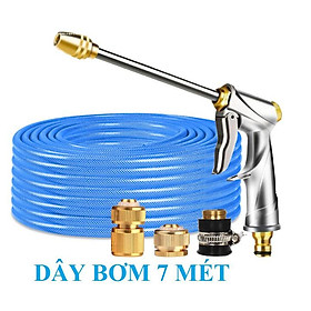 Bộ dây vòi xịt nước rửa xe, tưới cây . tăng áp 3 lần, loại 7m, 10m 206701-2 đầu đồng, cút đồng + tặng đai