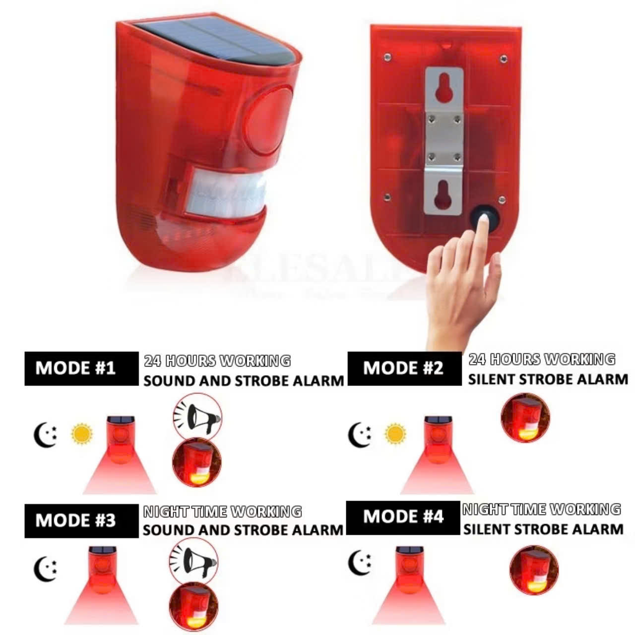 chuông báo động chống trộm hồng ngoại sử dụng năng lượng mặt trời có đèn báo
