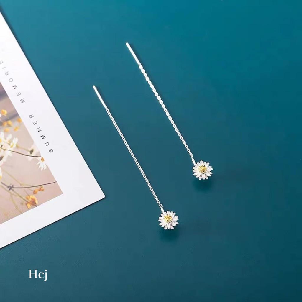Bông tai bạc mặt hoa cúc chất liệu bạc s925 MS006c