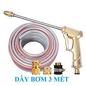 Bộ dây vòi xịt nước rửa xe,tưới cây .tăng áp 3 lần,loại 3m,5m 206701-3đầu đồng,cút đồng,nối đ+tặng túi đựng bút