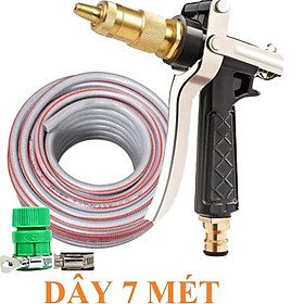 Bộ dây vòi xịt nước rửa xe, tưới cây . tăng áp 3 lần, loại 7m, 10m 206236 đầu đồng,đai+ tặng móc khoá